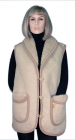 Жилетка с овечьей шерстью (с воротником) (большой размер)