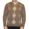 Свитер с натуральной верблюжьей шерстью мужской с ромбами