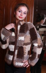 Меховой женский жакет из мериносовой шерсти Кантри Темный